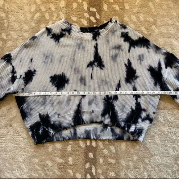 Pistola Eva Tie-Dye Oversized Cropped Slouch Sweater In Black Storm Size Medium - Picture 3 of 8